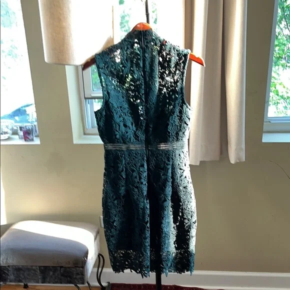 Bardot Green Sheath Midi Dress Mock Neck Sleeveless - Picture 9 of 16